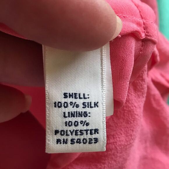 Banana Republic Silk Coral Flutter Top Shirt Blouse Sz Small - Picture 6 of 8